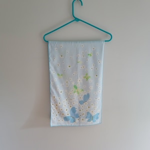 Vintage Vera Blue Butterfly and Flower Scarf, 1970&#39;s Blue Mod Scarf