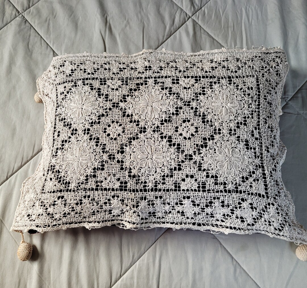 Vintage Lace Pillow Cover Antique Lace Crochet Pillow Cover Etsy