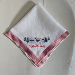 Vintage Lake Placid Winter Scene Souvenir Handkerchief