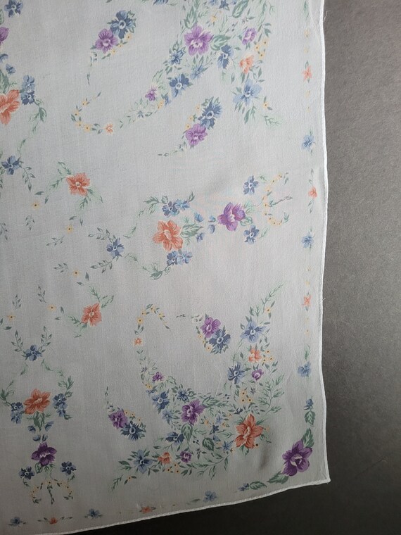 Vintage Talbots Blue Sheer Floral Scarf - image 6