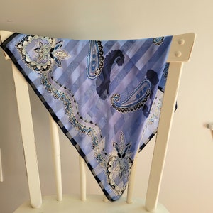 Annie Klein Blue Square Silk Scarf, Blue Paisley Silk Scarf, 21&quot; Square
