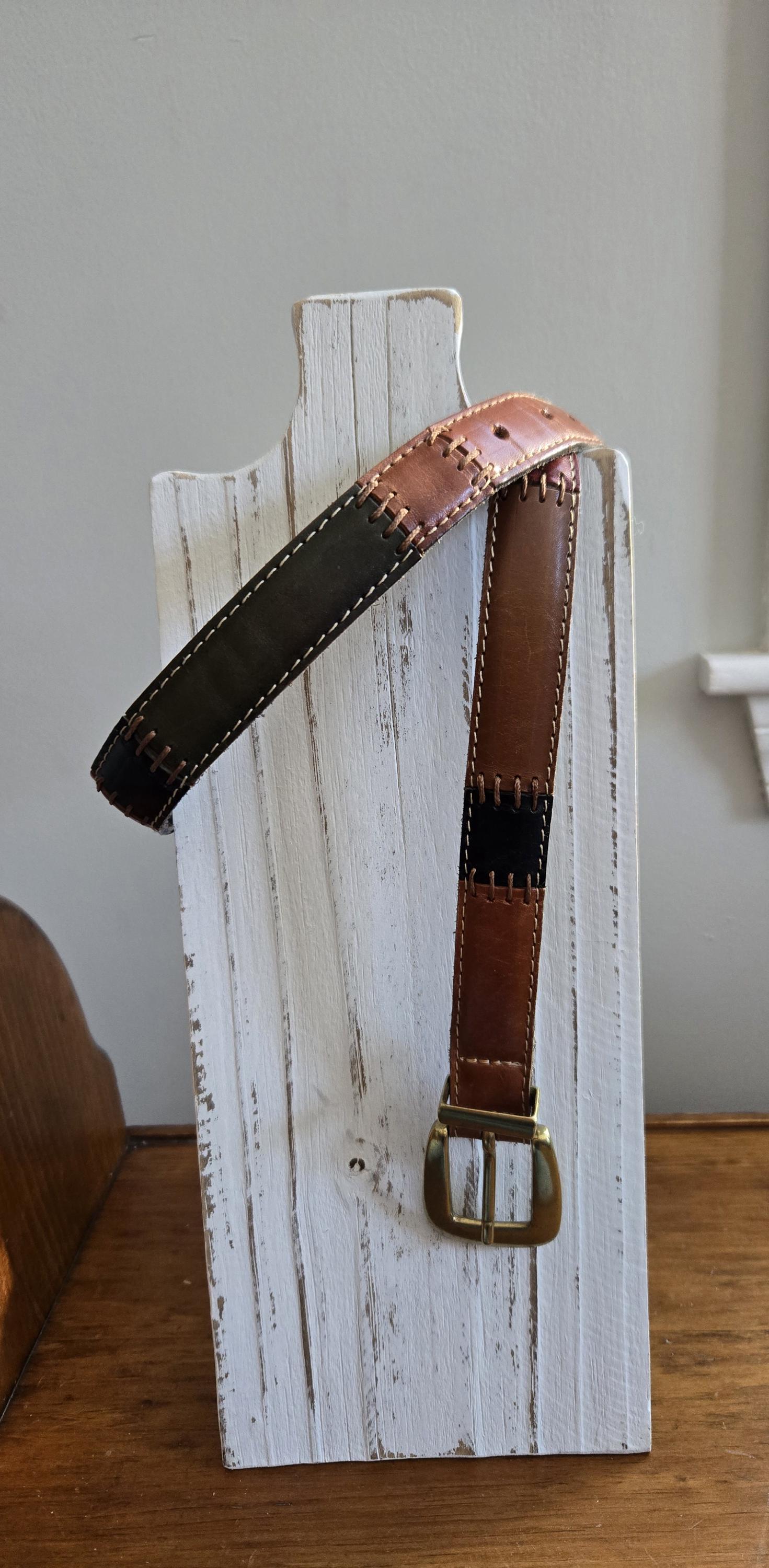 Fossil Genuine Brown Leather Patchwork Belt BT2844-200 Size Large Vintage Fossil Brown Leather Patchwork Belt - Etsy main image 2