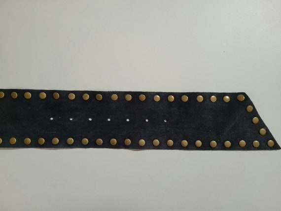 Vintage Black Wide Suede Riveted Belt, Boho Hippi… - image 6