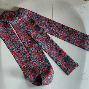 Vintage Red and Gray Paisley Skinny Tie, 1970&#39;s