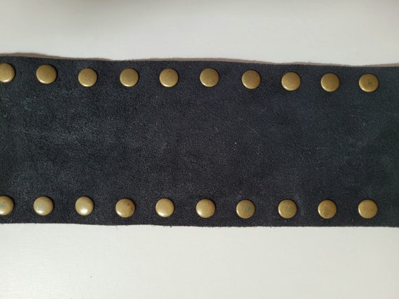 Vintage Black Wide Suede Riveted Belt, Boho Hippi… - image 4