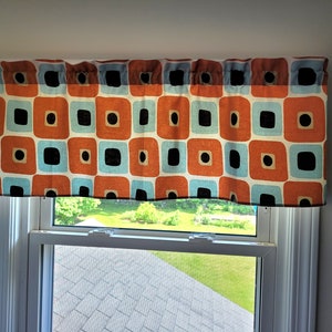 Vintage Orange Blue Geometric Cotton Valance