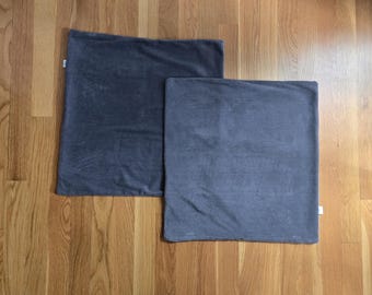 Juego de 2 fundas de almohada de pana gris vintage, 45 x 45 cm.