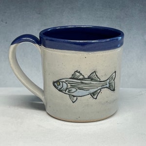 Striped Bass Mug, fish mug, mug for Dad, fisherman mug, rock fish mug, sealife mug, striper mug