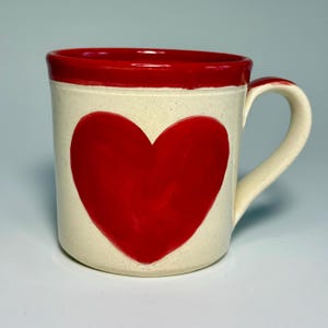 Handmade Heart Pottery Mug, Unique Ceramic Coffee Cup.