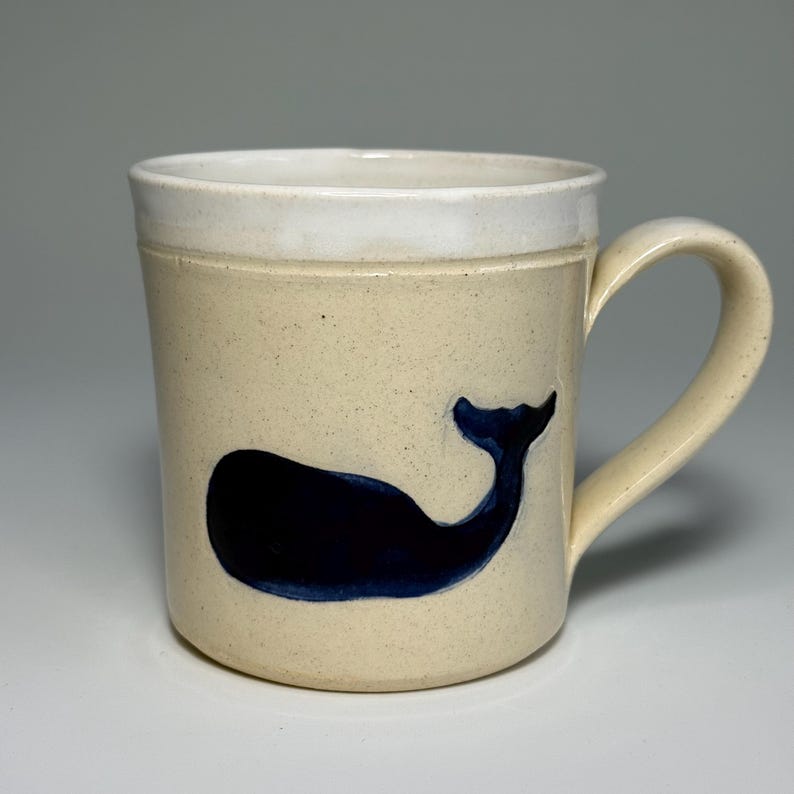 Taza de ballena, taza hecha a mano, taza náutica, taza de café, taza de cerámica, linda ballena imagen 1