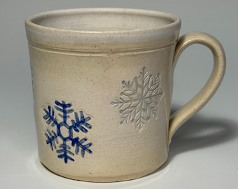 Handmade Snowflake Pottery Mug, Winter