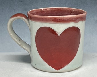 Heart Mug, Stoneware Mug, Coffee Mug, Ceramics Mug, Unique Mug, Valentines Gift, Wedding Gift, Pottery Mug, Sweetheart Gift,