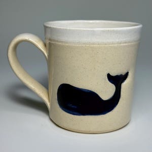 Taza de ballena, taza hecha a mano, taza náutica, taza de café, taza de cerámica, linda ballena imagen 3
