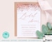 Rose Gold Bridal Shower Invitation Template, Bridal Shower Invite, Wedding Bride Shower Printable Template Instant Download Corjl : IDB029W 