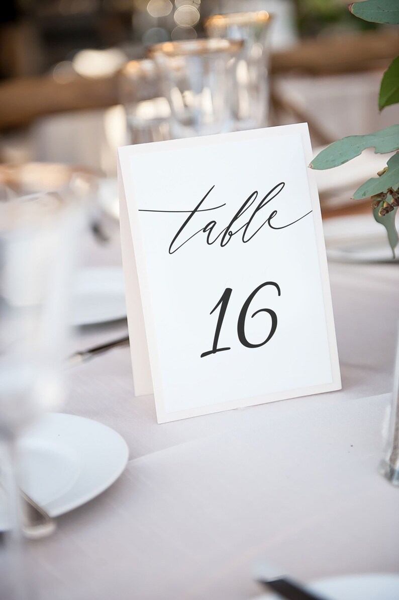 5x7 Calligraphy Wedding Table Number Cards Templates ...