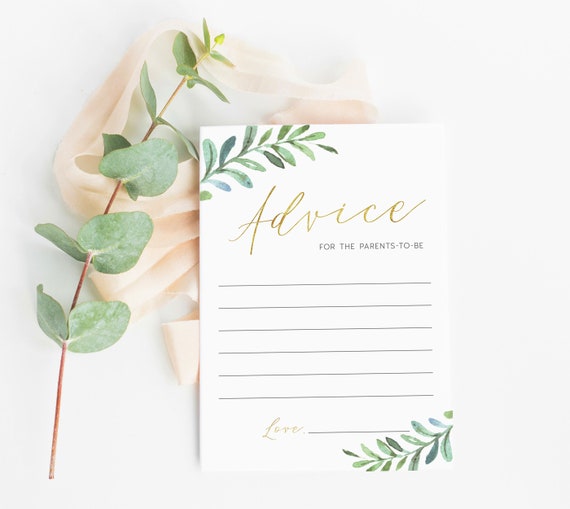Advice for the Parents to be Printable Template Instant Download, Greenery Baby Shower Invitation, Baby Shower Advice Template : IDB016ZA Il_570xn