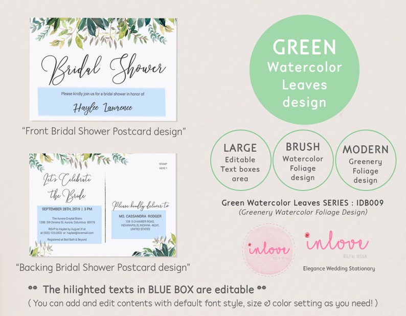 bridal shower postcard invitations