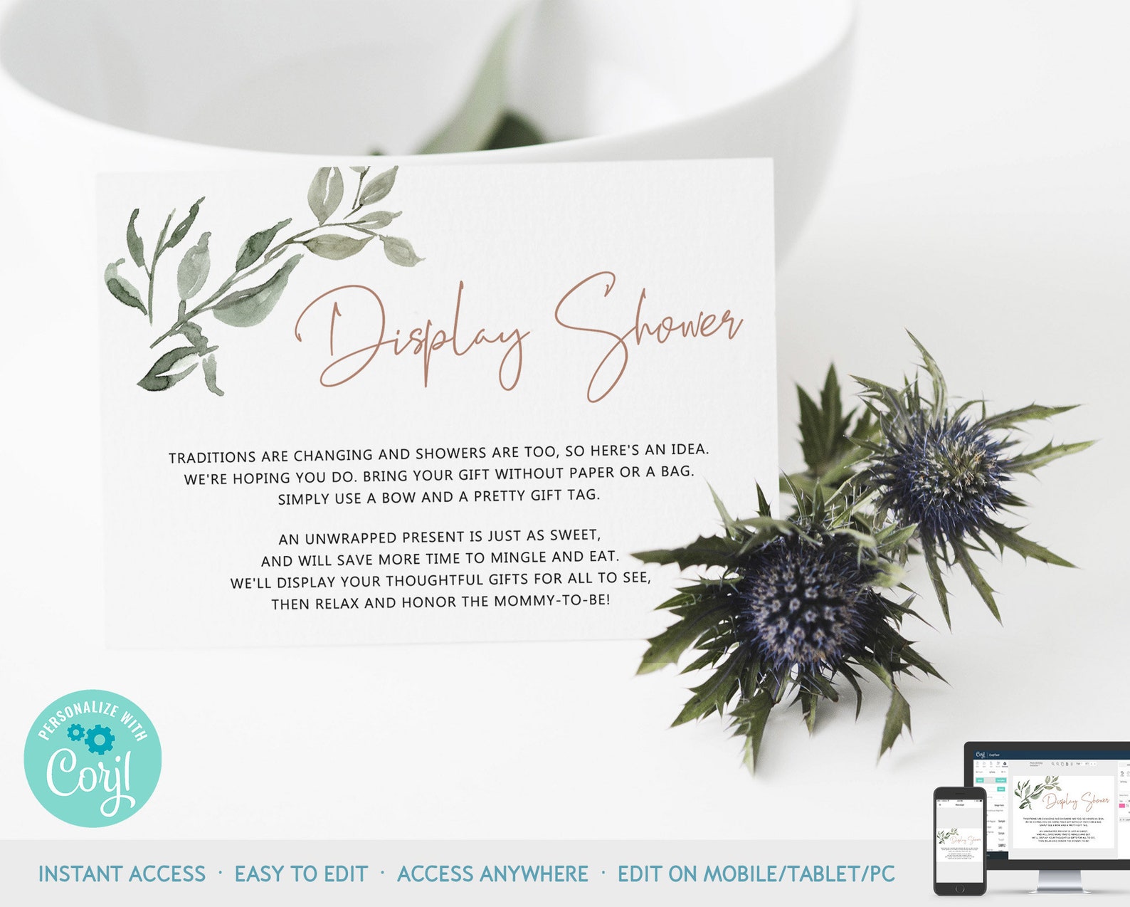 Greenery Unwrapped Gift Baby Shower Insert Card Printable Etsy