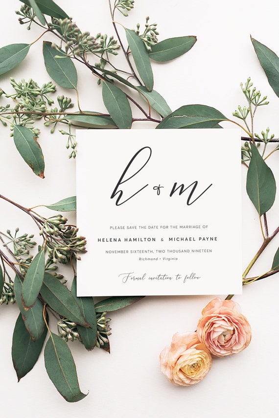 Minimalist Wedding Save the Date Printable Template Download, Editable Square Save the Date Template, Wedding Invitation Template : IDB022D Il_570xn