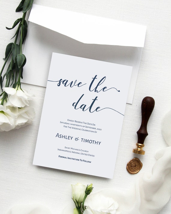 sophisticated luxury modern navy wedding save the date cards save the date cards template