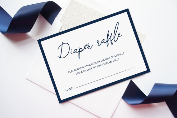 Navy Modern Baby Shower Diaper Raffle Template Instant Download Printable, Gender Neutral Baby Shower Invitation, Coed Baby Shower : IDB012Y Il_570xn