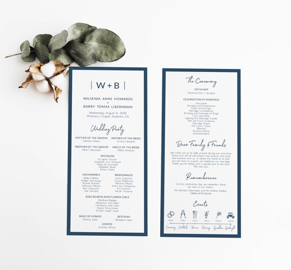 Modern Wedding Program Template Wedding Program Timeline With