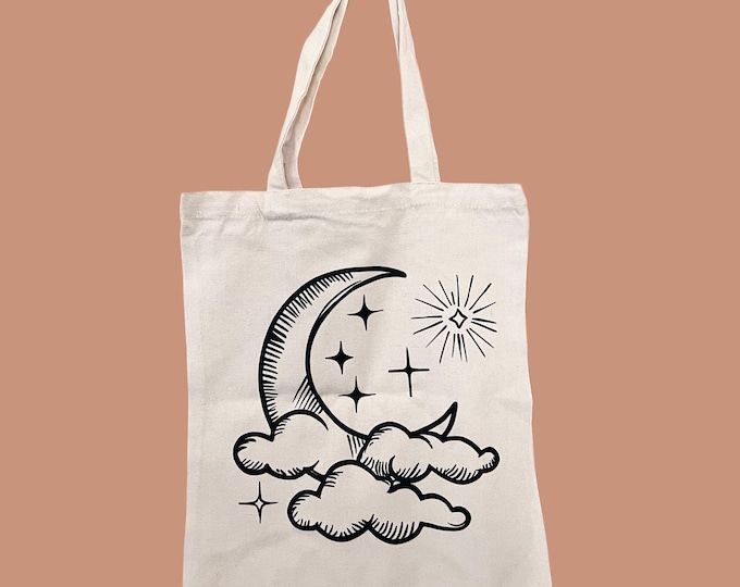 Crescent Moon Tote Bag, Lightweight Durable