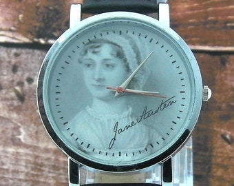 Jane Austen Watch: Leather Strap, Stainless Steel Case