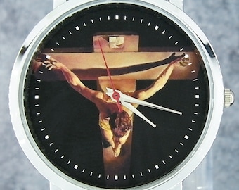 Dali Christ of Saint John Watch: Minimalist Leather Strap Wristwatch