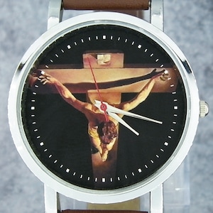 Dali Christ of Saint John Watch: Minimalist Leather Strap Wristwatch