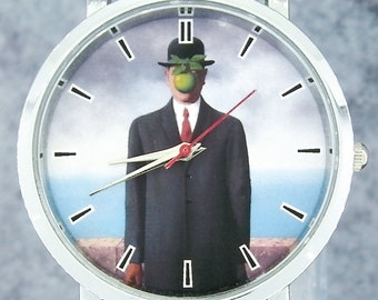 The Son of Man wristwatch. Minimalist/understated design. Black leather strap. Unique watch design