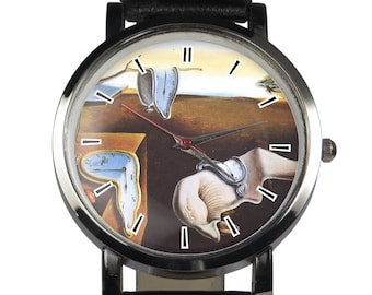 The Persistence of Memory painting design. Black or brown strap