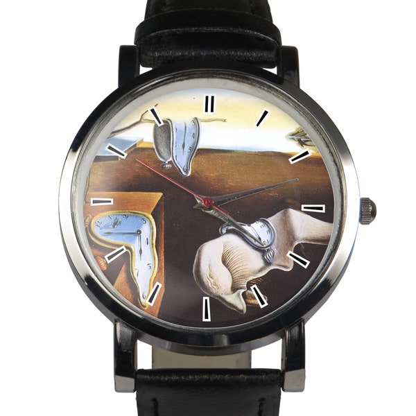 The Persistence of Memory painting design. Black or brown strap