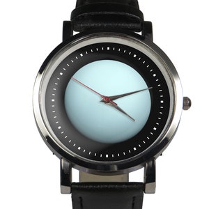 Uranus, planet wristwatch design. Black or brown strap