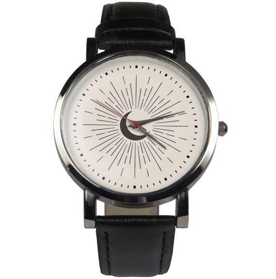 【超安い】 Design Ray Moon Crescent Wristwatch. Etsy - Strap Brown or Black 趣味・スポーツ・実用