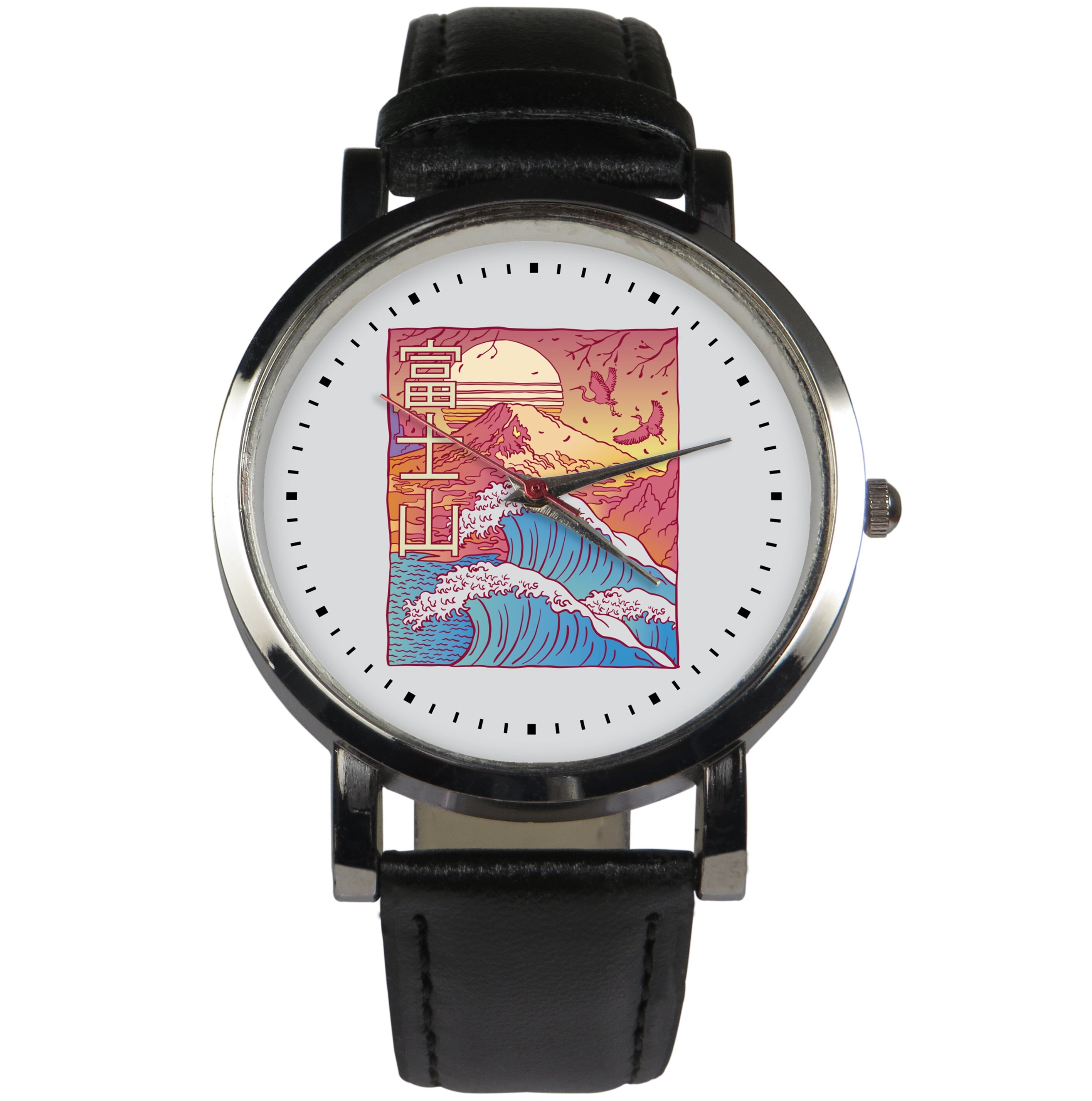 Mount Fuji Watch Design. Unique Japanese Theme Wristwatch