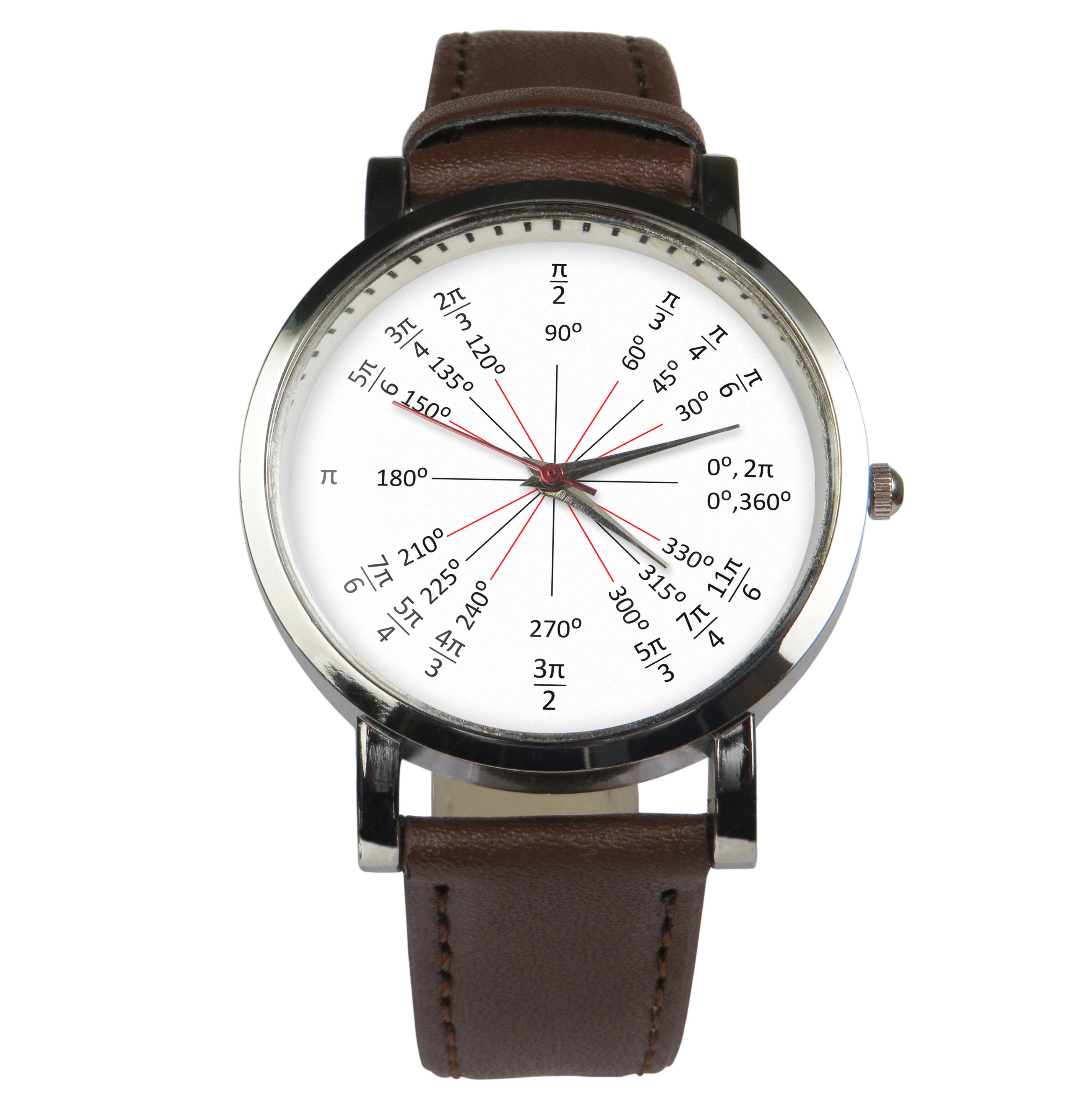 Modcloth Math Watch Mathematics Unit Circle Watch: Radian Angle Design, Black Leather Strap ...