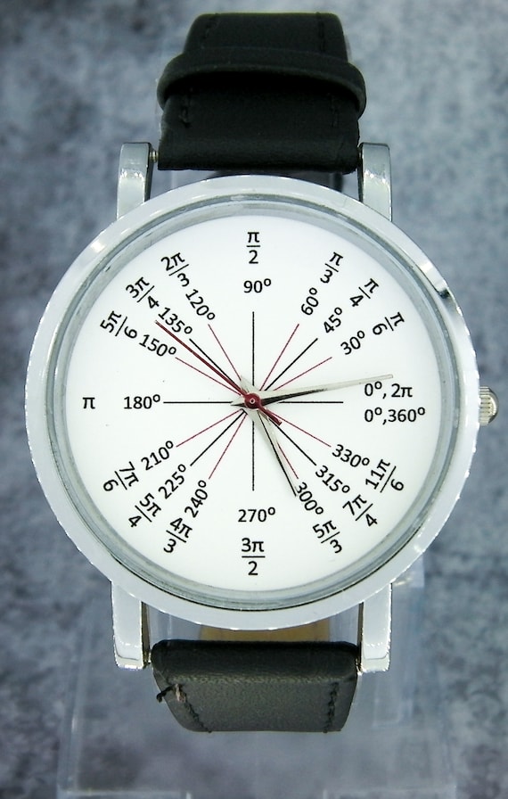 Orologio da polso di design Mathematics Unit Circle Angoli radianti sul quadrante. Mostrando l intera gamma di radianti. Cinturino in pelle nera Etsy Italia