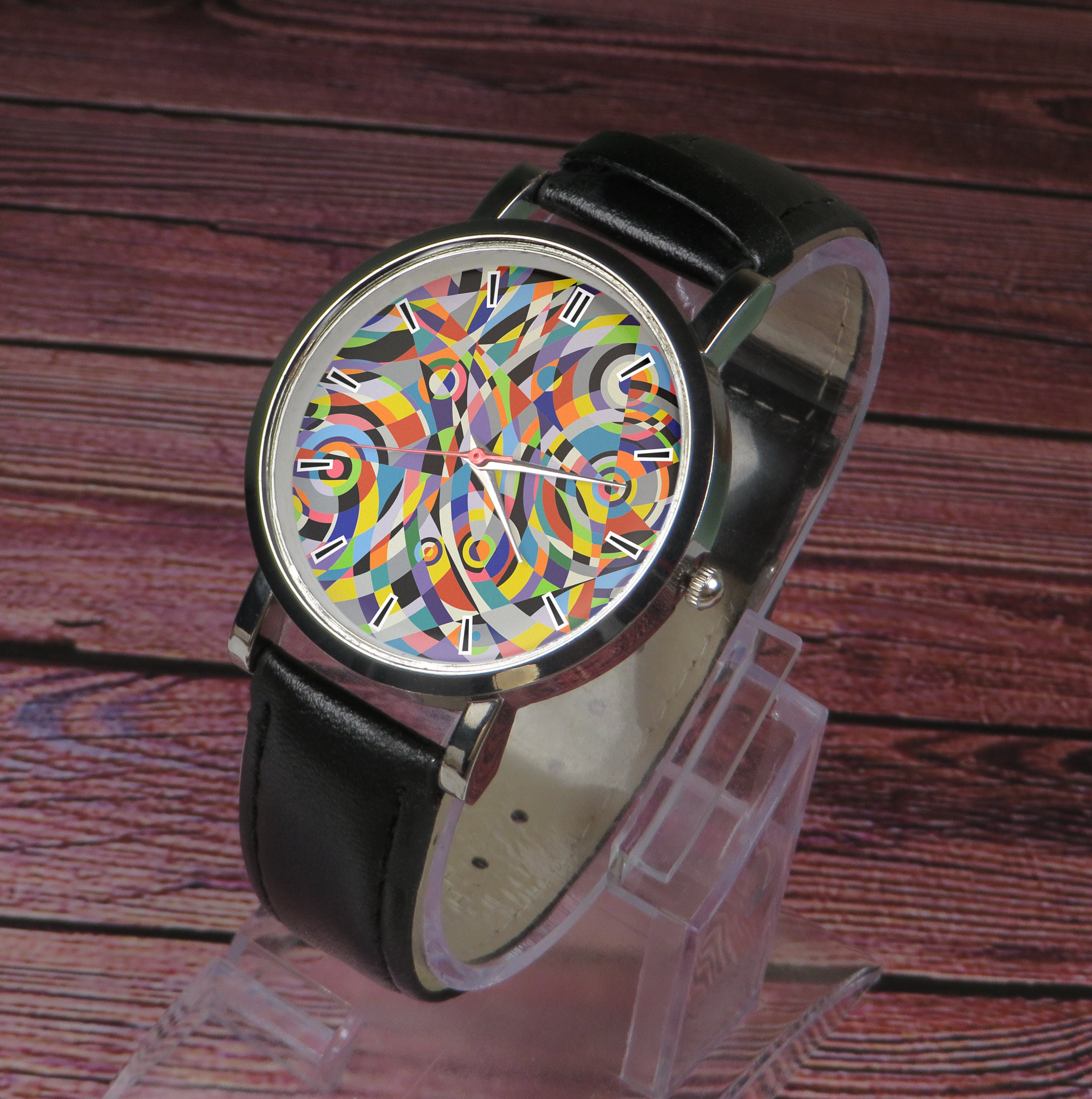 Abstract Pattern Wristwatch Design. Black or Brown Strap - Etsy UK