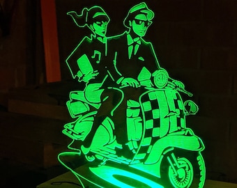 Lambretta Northern Soul Couple Ska 3D Acrylic Engraved LED lamp