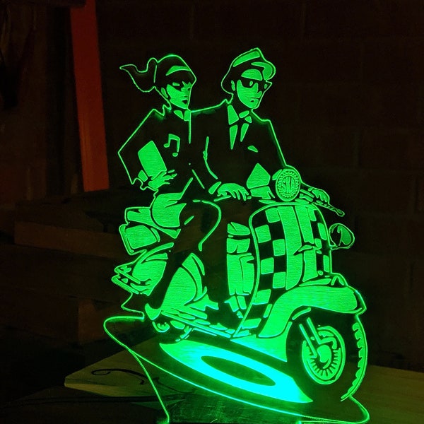 Lambretta Northern Soul Couple Ska 3D Acrylic Engraved LED lamp