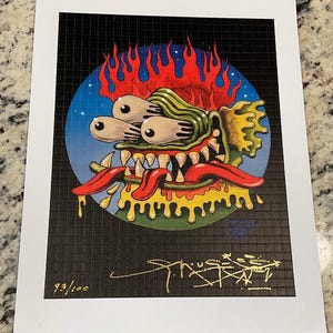 Blotter Art Stanley Mouse Signed & Numbered   &#39;Beasty&#39; Sheet