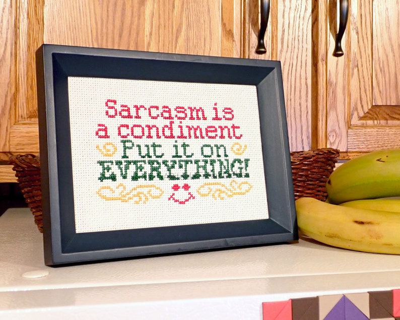 Sarcasm is a Condiment. Put it on Everything. Beginner Cross-Stitch Pattern PDF image 2