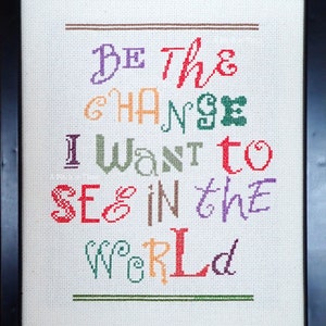 Be the Change I Want to See in the World Beginner Cross-Stitch Pattern PDF inspired by Mahatma Gandhi image 1