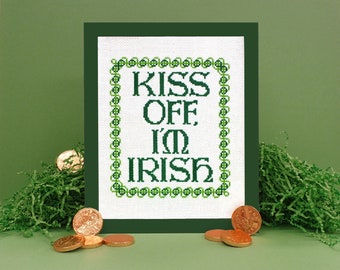 Kiss Off I'm Irish Beginner Cross-Stitch Pattern PDF