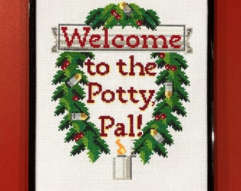 Welcome to the potty, Pal - Die Hard 'Welcome to the party, Pal' Christmas Movie Parody Advanced Cross-Stitch Pattern PDF