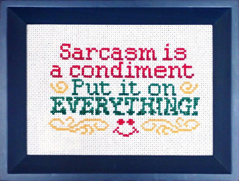 Sarcasm is a Condiment. Put it on Everything. Beginner Cross-Stitch Pattern PDF image 1