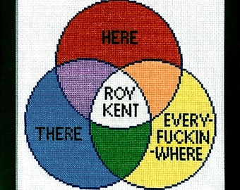Roy Kent: He's Here, He's There, He's Every-Fucking-Where Venn Diagram Advanced Cross-Stitch Pattern PDF. 100 Per Cent of Profit to Charity