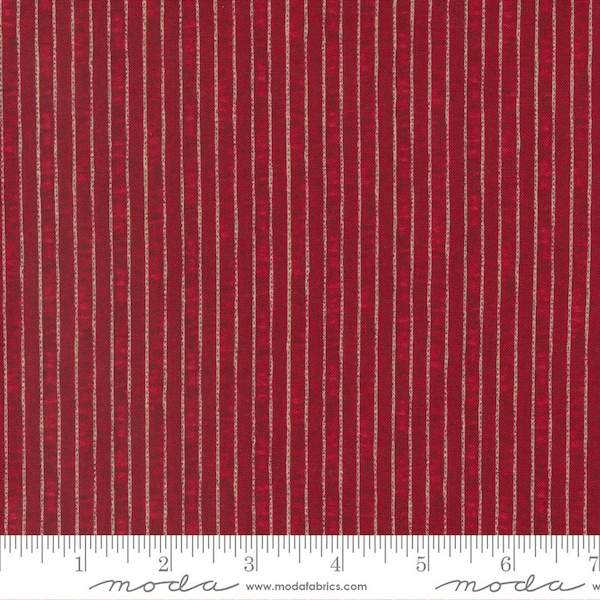 Moda "My Country" Stripes Red White Barn Red (7044-17) by Kathy Schimtz