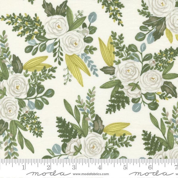 Moda "Happiness Blooms" All Over Large Floral White Washed (56051-11) by Deb Strain